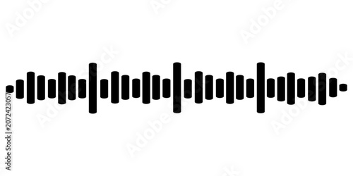 Abstract black stripe soundwaves volume design. Transparent background