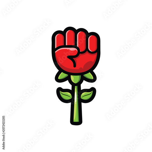 Rose stem with fist of struggle