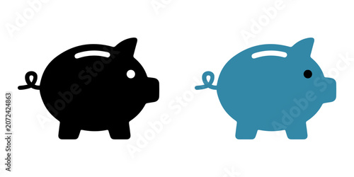 Piggy bank icons set representing financial savings and money investment