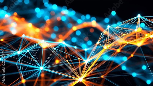 Abstract network of glowing nodes