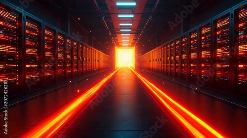 server room with glowing lights