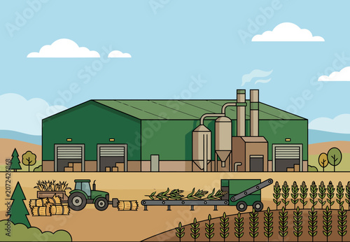 Fotografía A modern biomass plant processes crop residues for rural electricity
