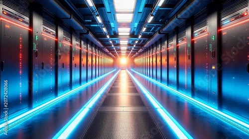 server room with blue lighting