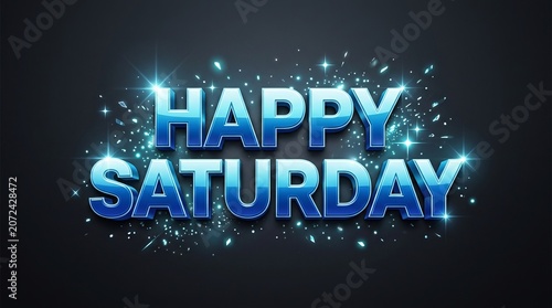 Happy Saturday Text with Sparkles and Lights - Weekend Celebration