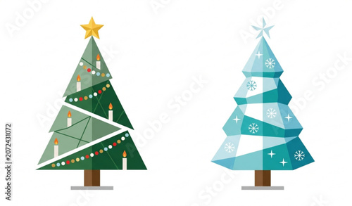 Obraz na plátně Minimalist Geometric Christmas Tree Collection Vector Illustration