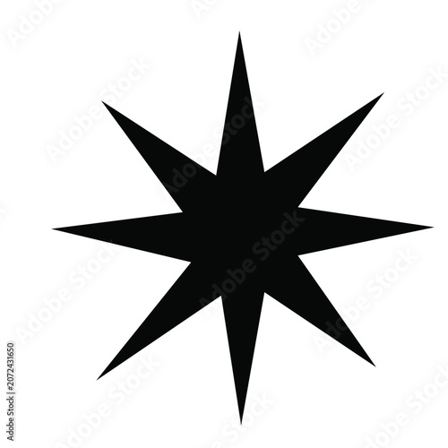 Abstract black pointed star shape design element vector illustration isolated on white background.