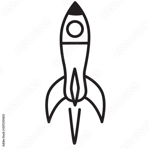 Abstract black rocket ship shape design element vector illustration isolated white background.