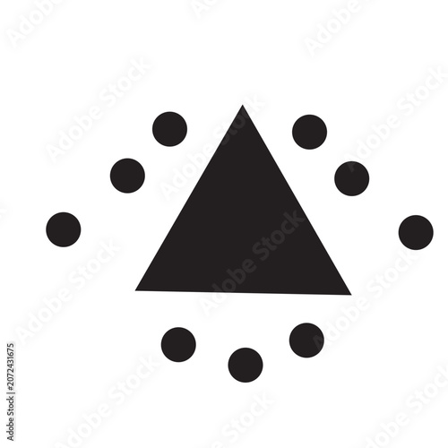 Abstract black dotted triangle shape design element vector illustration isolated white background.