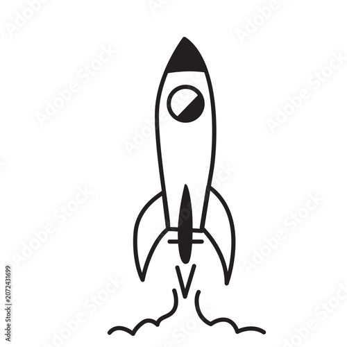 Abstract black rocket launch shape design element vector illustration isolated on white background.