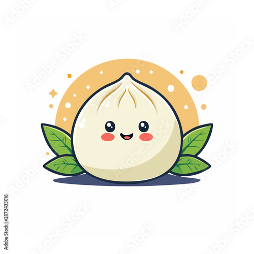 Cute flat design owl with moon and stars