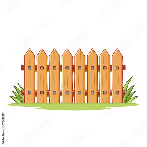 Wooden Picket Fence Vector Illustration