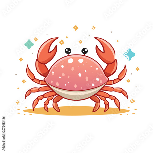Cartoon Red Crab Vector Illustration