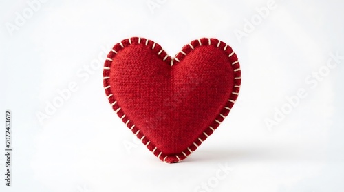 Red heart shaped plush toy isolated.