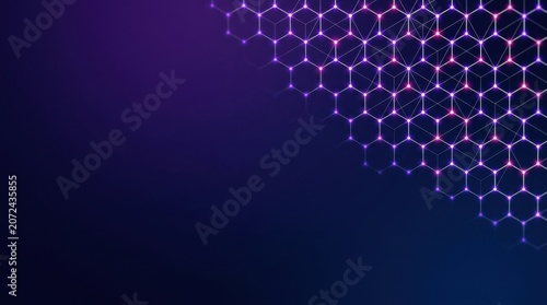 Abstract Digital Blockchain Hexagon Grid Background