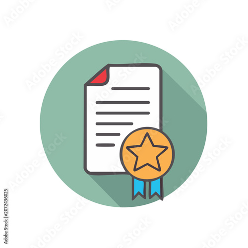 Certificate with Star Badge and Ribbon Icon
