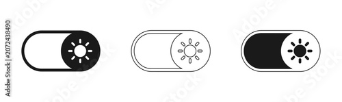 Obraz na plátně Three distinct toggle switch icons with sun symbols for light mode