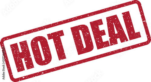 Hot deal red rubber ink stamp with a grunge texture highlighting special offers and limited time sales