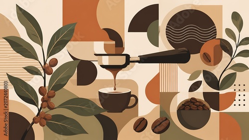 Coffee Inspired Geometric Abstraction Design