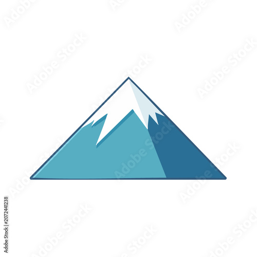 Flat design mountain peak with snow