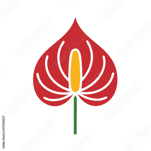 Flat design fire icon with green stem