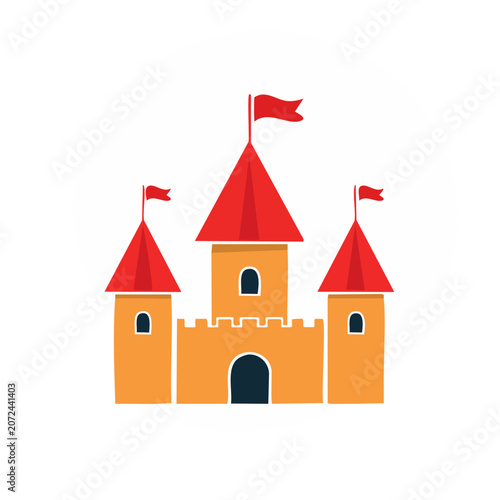 Flat vector illustration of a medieval castle