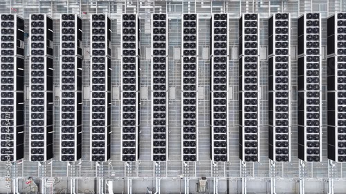 Server cooling units at a large scale data center aerial view