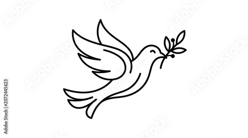 Canvastavla Dove of peace carrying olive branch icon.