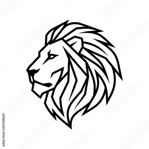 Fotografie Stylized lion head profile line art.
