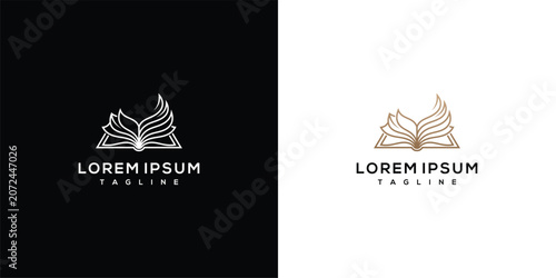 Elegant Open Book Logo with Abstract Wings and Text Placeholder
