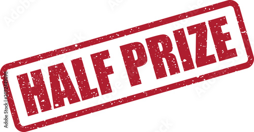 Obraz na płótnie Attractive red grunge textured rubber stamp style label announcing a half price