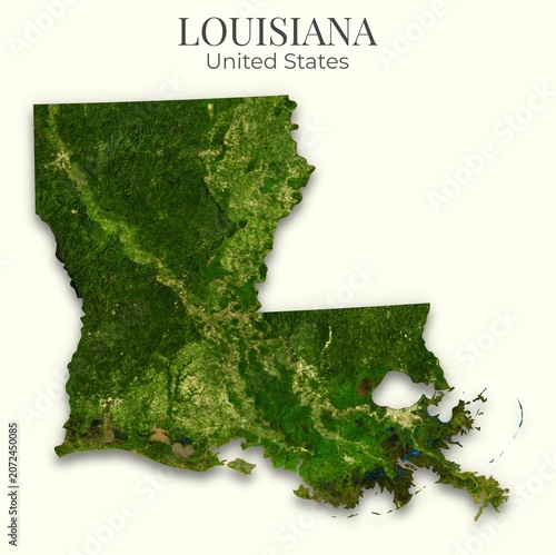 Photos Louisiana shaded relief map, 3D terrain map illustration of Louisiana, United States, hillshaded physical geography