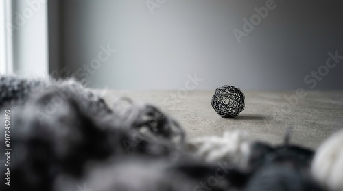 Abandoned ball on a floor indoors.