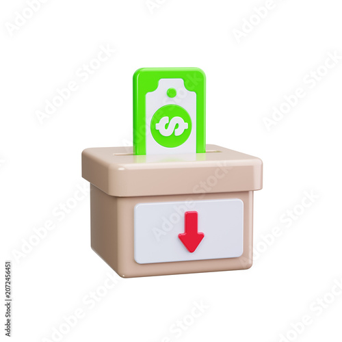 Cash deposit 3d render icons