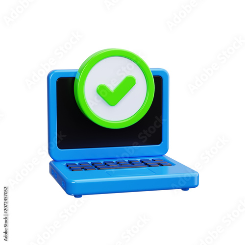 Laptop check in 3d render icons