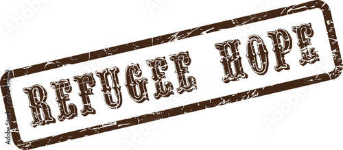 Refugee Hope distressed rubber stamp symbolizing optimism and a brighter future for displaced individuals