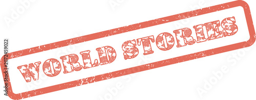 Retro World Stories Rubber Stamp Mark for Narrative Content and Cultural Sharing