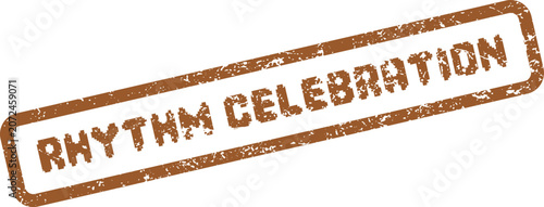 Rhythm Celebration distressed brown stamp for festive music events and joyful gatherings