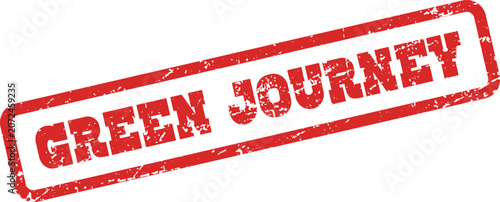 Red rubber stamp imprint showing green journey commitment for environmental sustainability