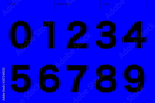 屈折の0から9までの数字のセット_069