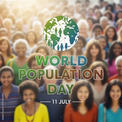 World population day celebration with diverse crowd