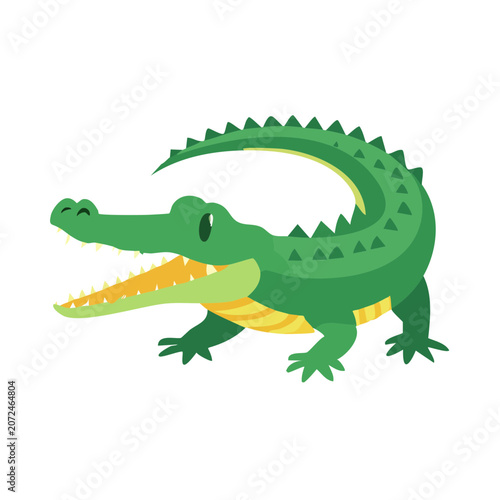 Flat vector illustration of a crocodile