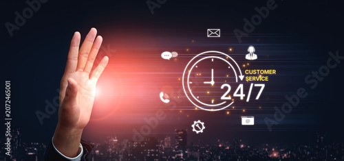 Картината върху платно Concept of 24-hour customer service