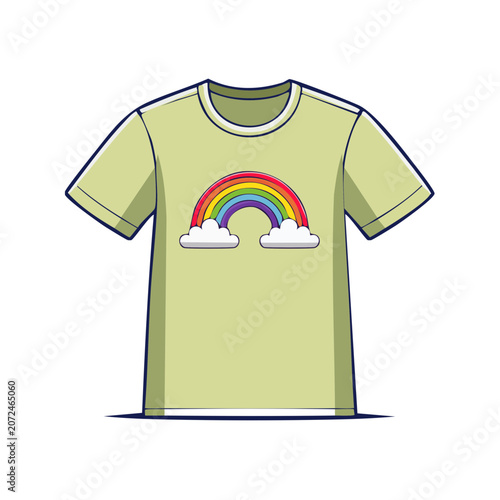 Rainbow unicorn t-shirt flat illustration