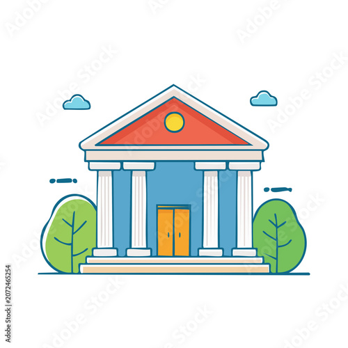 Classical Building with Columns and Pediment