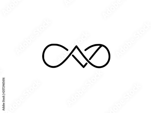 Infinity logo forms capital letters AV line art