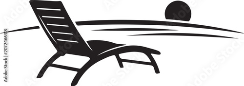 Black silhouette of a beach chair on a white background water