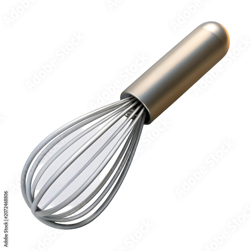 Minimalist 3D whisk icon asset for design as isolated object