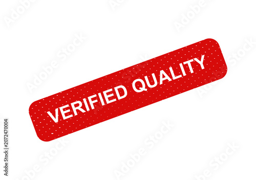 Verified quality red stamp badge with text isolated on transparent background