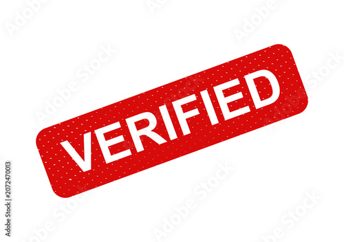 Red verified stamp with bold text isolated on transparent background
