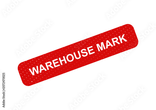 Red warehouse mark stamp with bold text isolated on transparent background